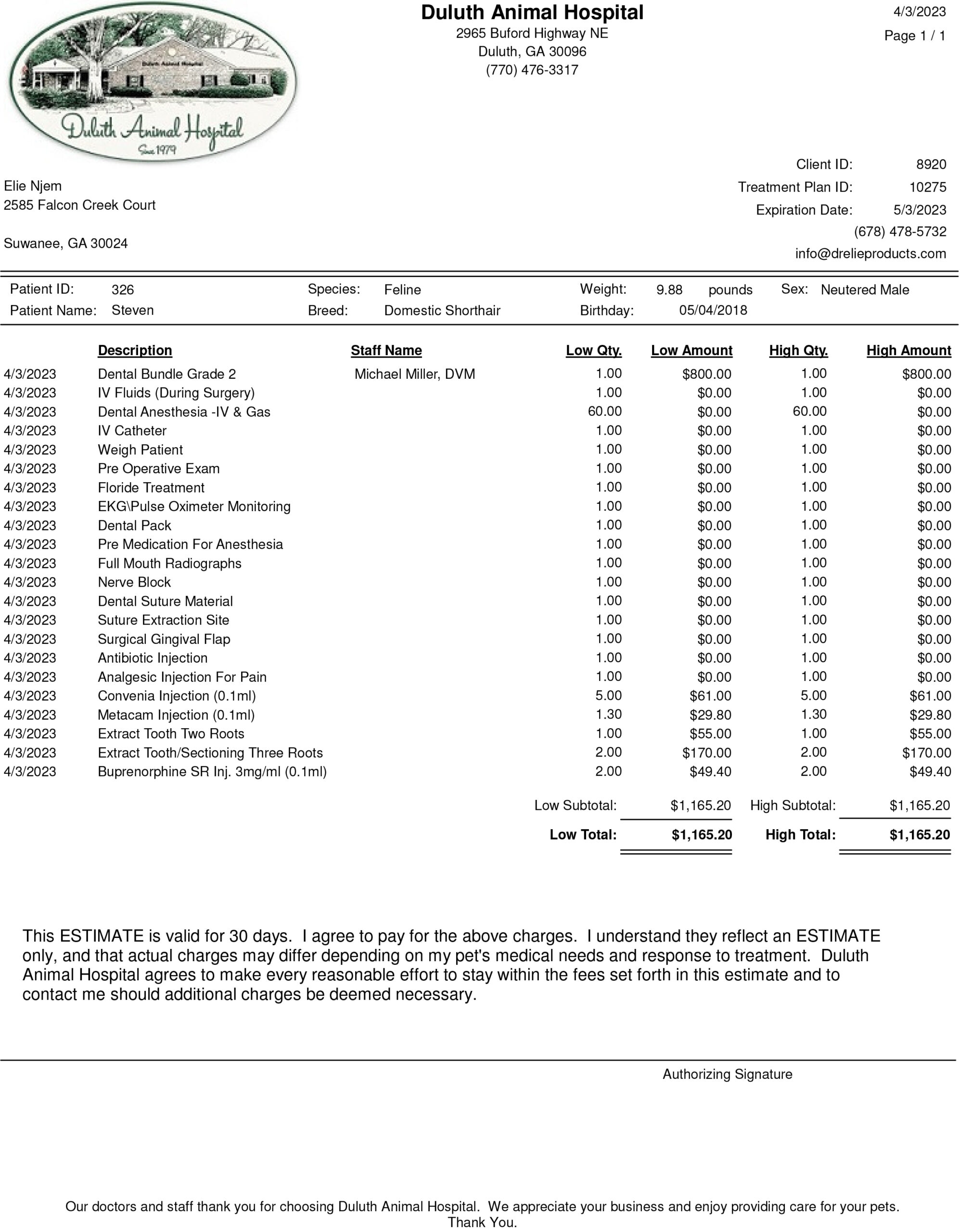 A sample of the company 's invoice for a business.